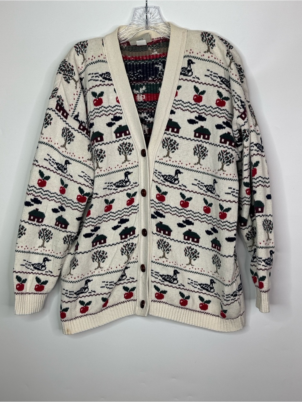 Vintage Northern Reflections Cottagecore Duck Cherry Tree Sweater Large
